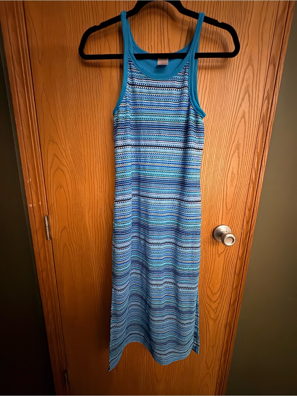 Sleeveless Blue Striped Maxi Dress